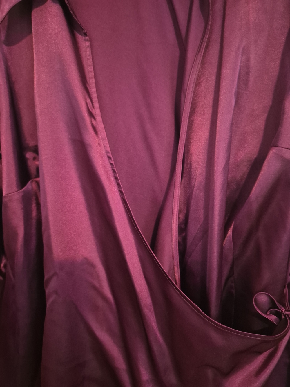 Silky Wrap-Front Blouse in Deep Wine - Picture 3 of 6
